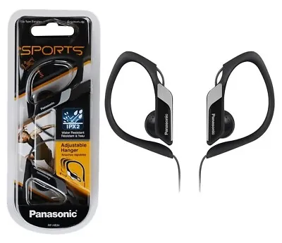 £9.97 • Buy Panasonic RP-HS34 BLACK Water Resistant Sport Earphones Adjustable Ear Clip NEW