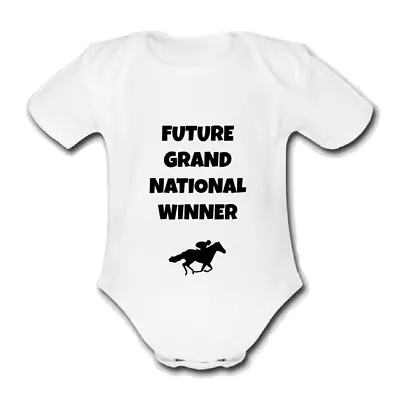 FUTURE GRAND NATIONAL Babygrow Baby Vest Grow Bodysuit HORSE RACING • £9.99
