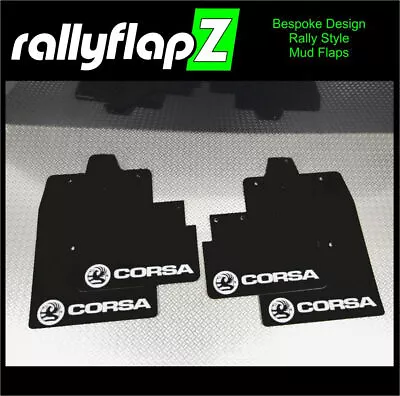 Rally Mudflaps To Fit VAUXHALL CORSA C (00-07)Mud Flaps Black Logo White 4mm PVC • $59.61