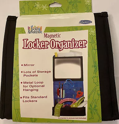 Magnetic Locker Organizer Mirror Pockets Fits Standard School Locker Black New • $7.99