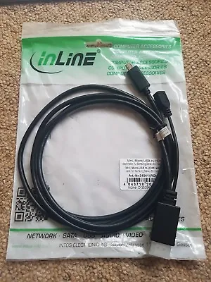 Inline MHL MICRO USB TO HDMI Adapter Cable Samsung Galaxy Note 2m • £14.99