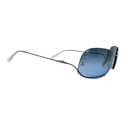 Chanel Sunglasses Rimless Upside Down CC Logo Pearl Silver Monogram Blue 4052 H • £280