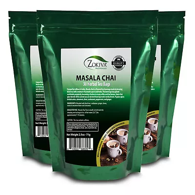 Masala Chai Tea Bags 3-Pack  (90) With Anise Cardamom Cinnamon Clove & Ginger • $24.95