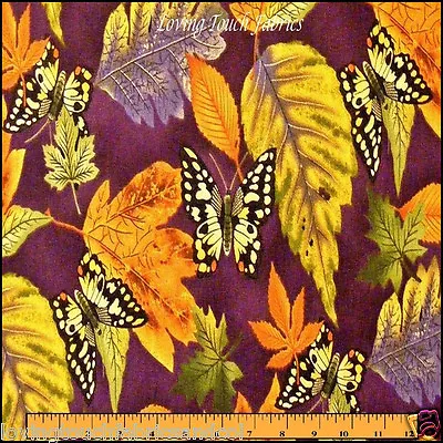 2004 Kona Bay Monarch Butterfly Fall Leaves  Fabric 1/2 Yard (18  X 44 ) • $6.99