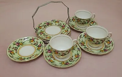 Colclough Bone China Tea Set Vintage 1930 Floral Rose Green White Gold 6761 RARE • £35