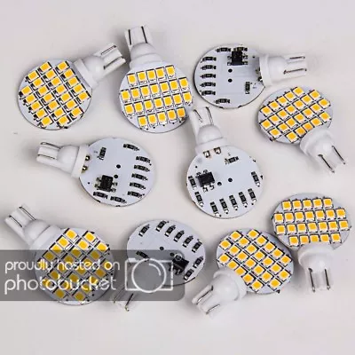 10x Super Bright 4.8w Warm White T10 921 RV Car Wedge 24SMD LED Light Bulb 12v • $9.98