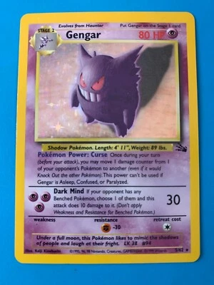 $36 • Buy Gengar 5/62 Fossil Set Holo Rare Vintage 1999 Pokemon Card - NM