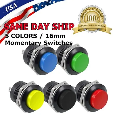 5 Color PCS Normally Open 16mm Round Momentary 2 Pins Metal Push Button Switch • $5.95