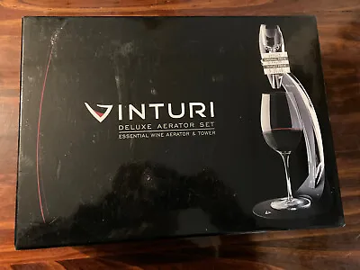 Vinturi Red Wine Aerator Set With Decanter Tower Drip Stand USED black  • $30
