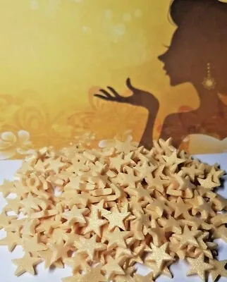 100 Princess Gold Sparkle Edible Stars Cake Topper Cupcakes Sprinkles Glitter  • £4.69