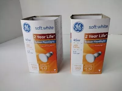 2 NEW GE 45 Watt R20 BR20 DOUBLE LIFE Light Bulbs Soft White Indoor Flood Track • $14.60