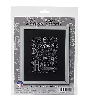 Design Works Just Be Happy 8  X 10  Chalkboard Counted Cross Stitch Kit NEW • $15.99