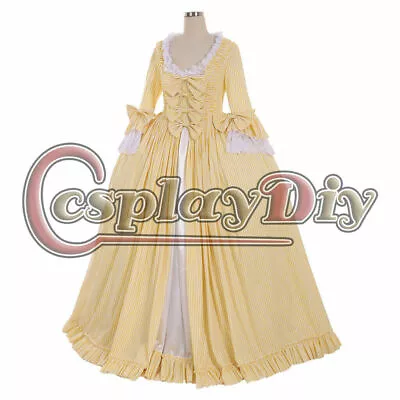 18th Marie Antoinette Day Court Rococo Dress Cotton Yellow Rococo Dress • $58.50