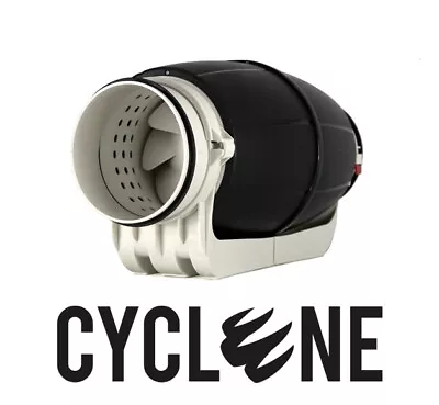 Cyclone Acoustic Inline Extractor Fan Silent Hydroponic Grow Room 4  6  8  • £79.95