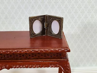 Dollhouse Small Double Picture Frame Bronze Oval Opening 1:12 Scale Miniature • $7.25