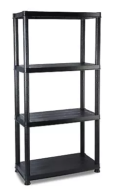 4 Tier Plastic Shelf Shelving Unit Storage Racking Shelves Garage Warehouse Shed • £19.95