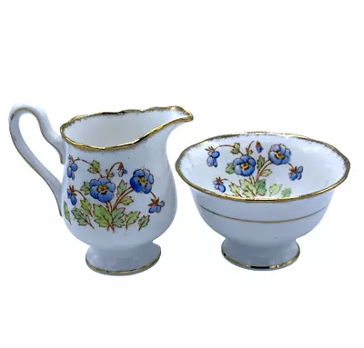 Royal Albert Cream And Sugar Set Bone China Made In England Pansies Floral • $18.95