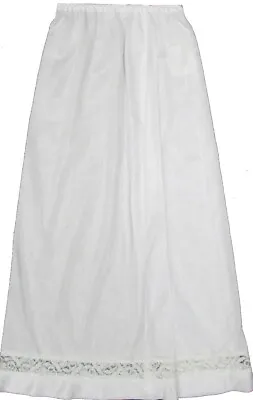 JD COLLECTION Satin HALF SLIP Elasticated Waist 70cm Long WHITE Lace Trim 12-14 • £9.99