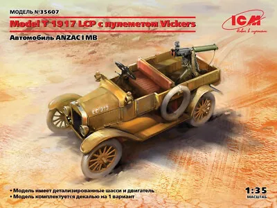 1/35 WWI ANZAC Car Model T 1917 LCP With Vickers MG ICM 35607 Plastic Model Kit • $39.60