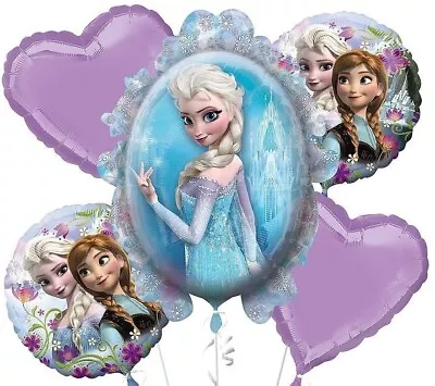 Disney Frozen Anna Elsa 5-Piece Foil Mylar Balloon Bouquet Brand New In Package • $9.95