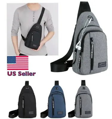 Mens Sling Bag Cross Body Handbag Chest Bag Shoulder Pack Sports Travel Backpack • $10.75