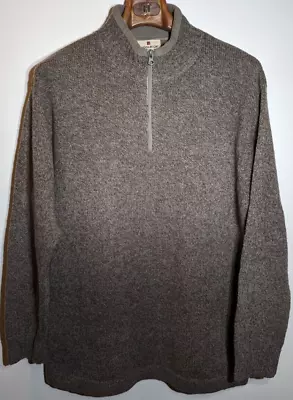 Woolrich Men's Large Beige Wool Half Zip Turtleneck Pullover Sweater • $27.99