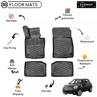 Custom Molded Rubber Floor Mat Fit For Mini Countryman R60 2010-2016 Black Color • $94.90