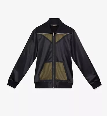 $650 MCM Milano Men's Black Zip Up Track Jacket With Green Mesh MHJ9ADA66BK • $170