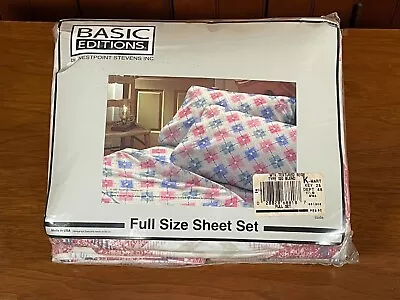 Vintage WESTPOINT Stevens Full SET Fitted & Flat Sheets 2 Pillow Cases Texture • $34.95