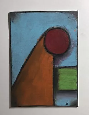 Miniature Mid Century Modern Style Painting Modernist Circle Abstract • $35