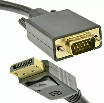 2M Display Port DP Male To VGA Adapter Converter Cable TV HDTV LCD Monitor Lead • £8.99