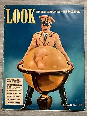 1940 Sept 24 LOOK Magazine VG 4.0 Charlie Chaplin In  The Dictator  COVER ONLY • $15.25