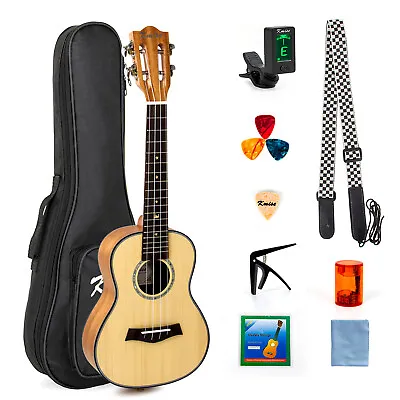 $87.99 • Buy Kmise Classical Concert Ukulele Solid Spruce 23 Ukulele Hawaii Guitar Gig Bag
