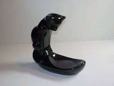 Vintage Royal Haeger Ceramic Black Cat  Sculpture Fish Bowl Plant Stand Holder • $29.99