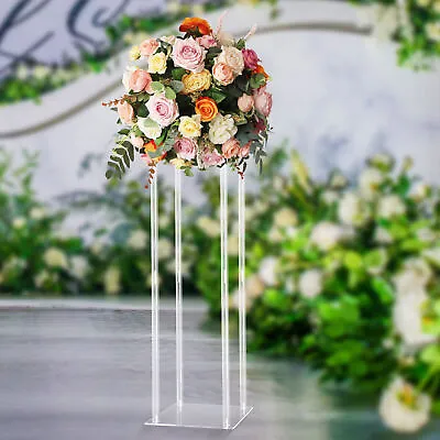 10x10  Acrylic Column Flower Stand Crystal Chains Geometric Wedding Centerpieces • $25.65