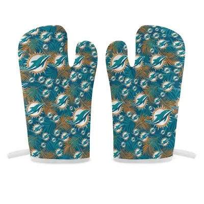 Miami Dolphins Thermal Gloves Oven Gloves 2 Piece Set Of Insulated Gloves • $12.98