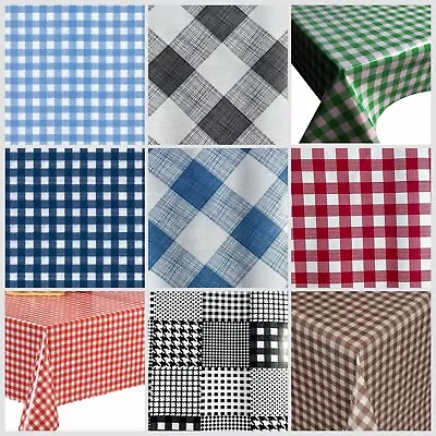 Gingham Check Tablecloth Pvc Wipe Clean Oilcloth Table Cover Protector Red Blue • £99