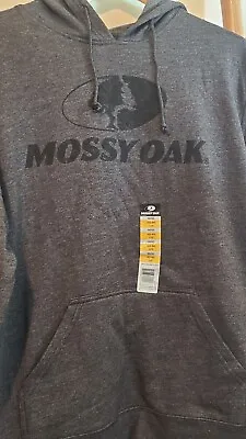 Mossy Oak Men's Size Large Charcoal Heather Fleece Logo Pullover Hoodie New  • $19.99