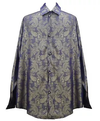 Steampunk Edwardian Victorian Western Brocade Patterned Men's Shirt  • $43.99