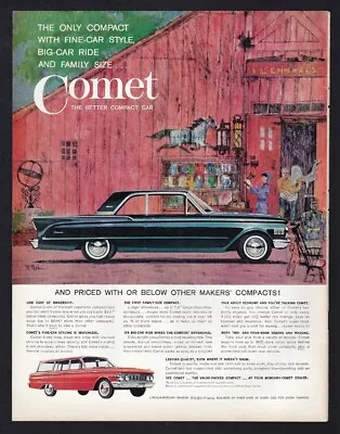 1961 MERCURY COMET Print Ad  The Better Compact Car  Red Barn Art By Bob Peak • $11.95