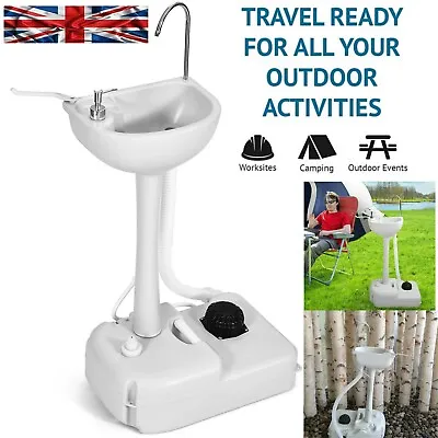 Portable Sink Camping Hand Washing Station W/Wash Basin StandRolling Wheels New • £44.98