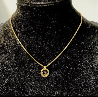 Christian Dior Necklace Pendant Golden Signed CD • £48