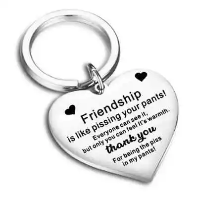 Friendship Engraved Heart Metal Keyring Best Friend Keychain Birthday Gift Funny • £3.49