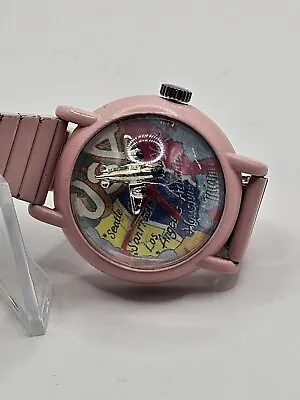 Vintage Pink Temlex Animated Airplane Flying Over World Map Bubble Watch • $70