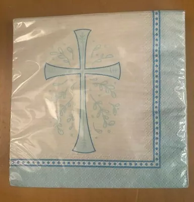 Divinity Blue Pattern Communion/Baptism/Confirmation Beverage Napkins 16 -2Ply • £1.92