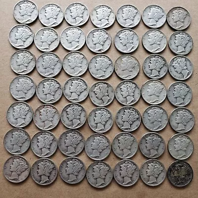 Lot Of 49 Mercury Dimes 1939 S Circulated Silver Coins • $86.53
