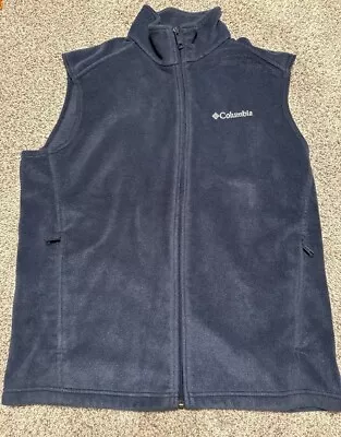 Columbia Vest Jacket Adult Medium Blue Fleece Full Zip Pockets Casual Hiking • $5.99