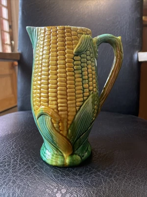£25 • Buy Victorian Antique Majolica Corn Cob Jug Yellow & Green Circa 1860