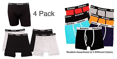 4 Mens Boxer Briefs Cotton Color Wave Black Gray Lot Underwear S M L XL XXL XXXL • $24.99