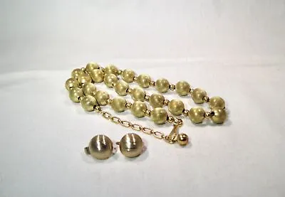 Vintage Simmons 1/20th 12K GF Bead Ball Necklace & Earrings Set K330  • $55